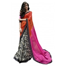 Triveni Pretty Off White Colored Printed Chiffon Saree